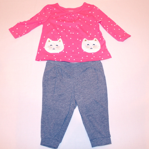Carters/ Girls 2 pieces shirt and pants/6m - Picture 1 of 4